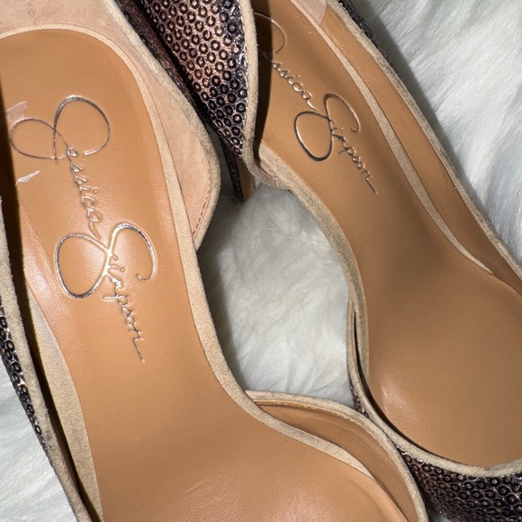 Jessica Simpson Snakeskin Sequin Heels with Pointed Toe - Picture 8 of 8